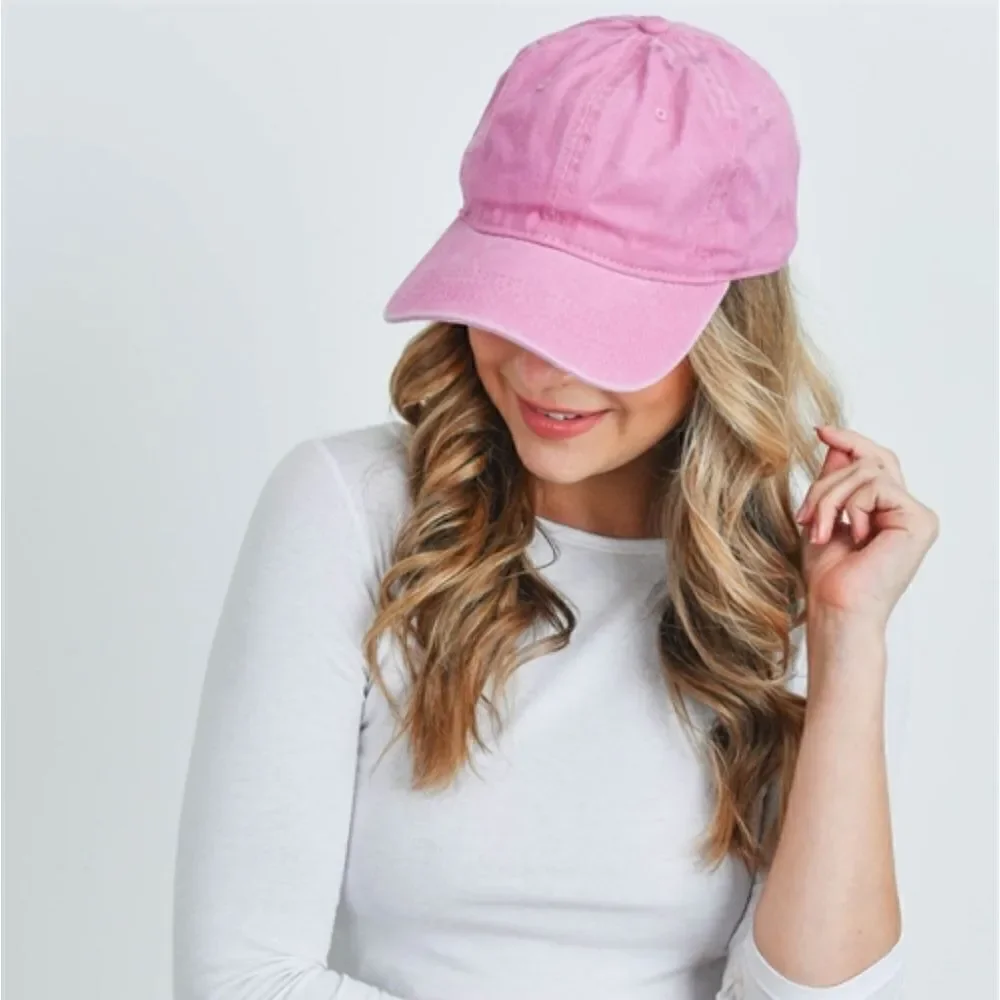 Acid wash pink baseball cap